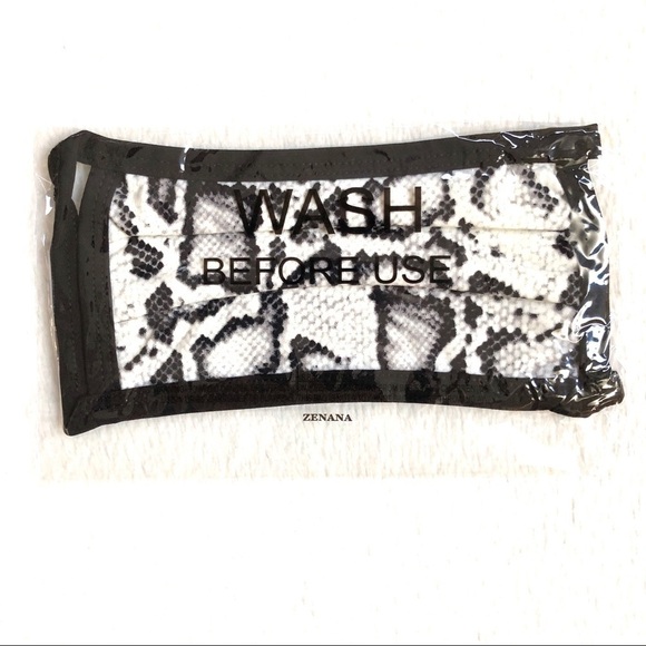 🔴 5 for $10 ONE Zenana Snakeskin Print Cotton Face Mask - Picture 4 of 8
